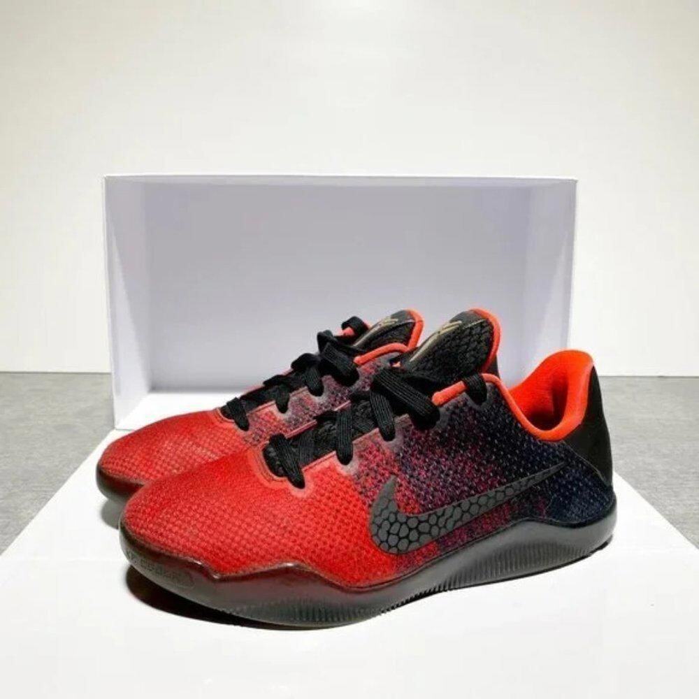 Nike Kobe 11 Elite Low Achilles Heel Black Red Basketball Sneaker Size 6Y